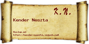 Kender Neszta névjegykártya